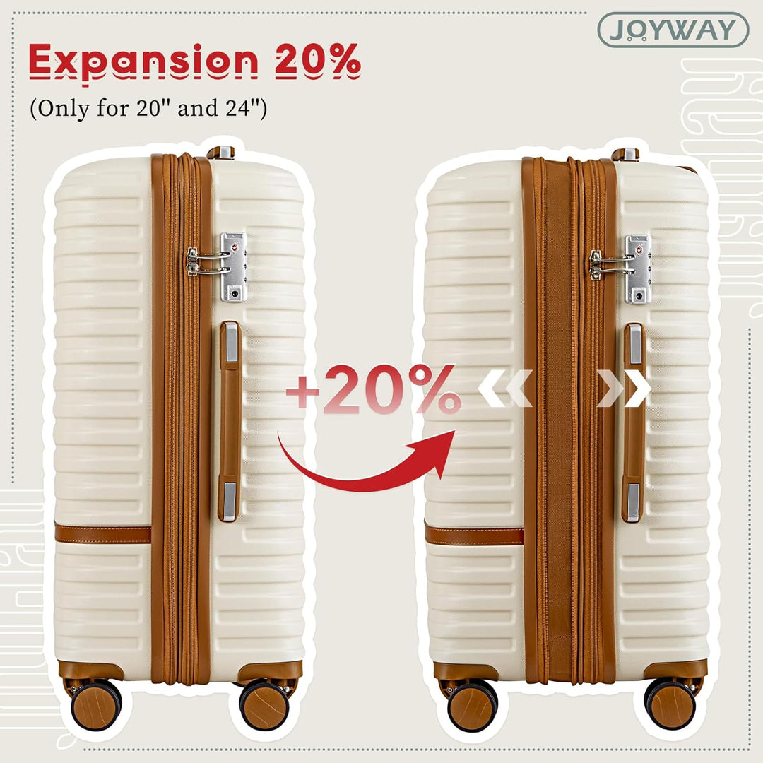 Joyway Gepäckset Weiss / Braun Carry-On 20-Inch, Weiss / Braun Carry-On 20-Inch
