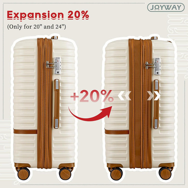 Joyway Gepäckset Weiss / Braun Carry-On 20-Inch, Weiss / Braun Carry-On 20-Inch
