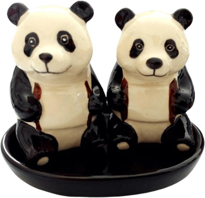 Keramik Salz- und Pfefferstreuer Set, Tiermotiv, Fauna, ca. 13 x 9 cm (Pandas), Pandas