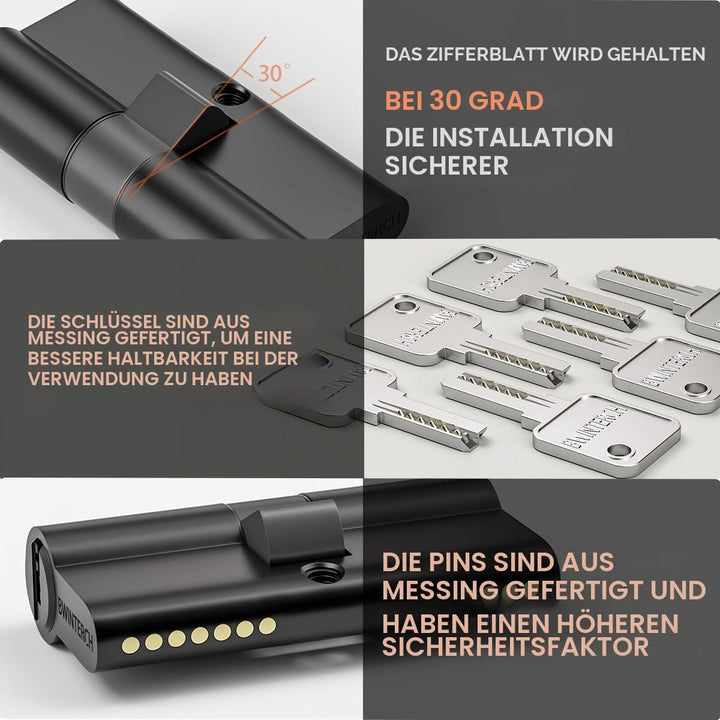 2 Stück Keyed Alike 35/35mm Euro Messingzylinder, 70mm Schlüssel/Schlüsselzylinderschloss mit 10 hor
