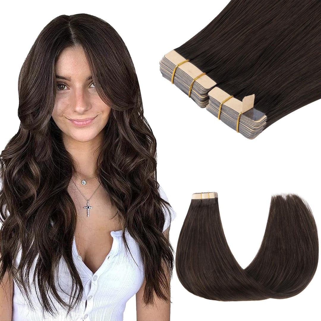GOO GOO Tape in Extensions Echthaar, Tape Extensions Echthaar, 35cm 100g 40pcs, Extensions Echthaar,