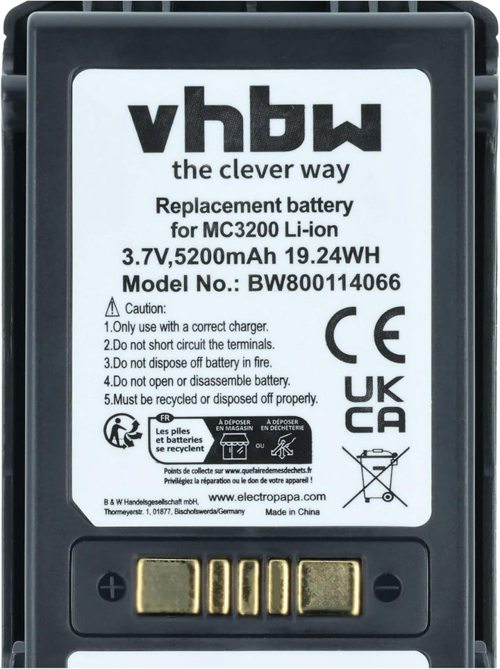 vhbw Akku Ersatz für Motorola BTRY-MC32-01-01 für Barcodescanner POS (5200mAh, 3,7V, Li-Ion)