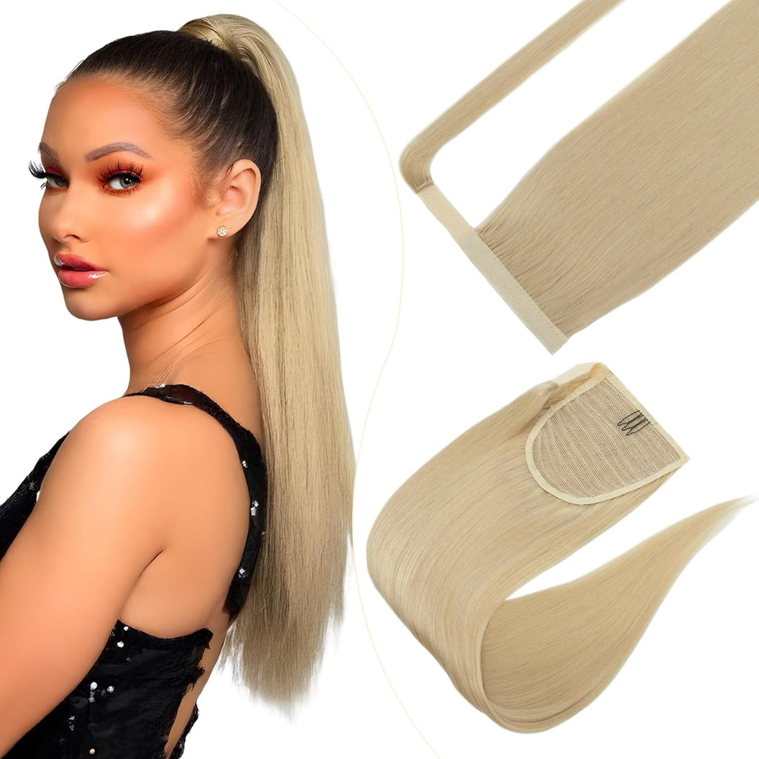 Elailite Pferdeschwanz Haarteil Extensions 100% Echthaar Zopf Haarverlängerung Damen Clip in Ponytai