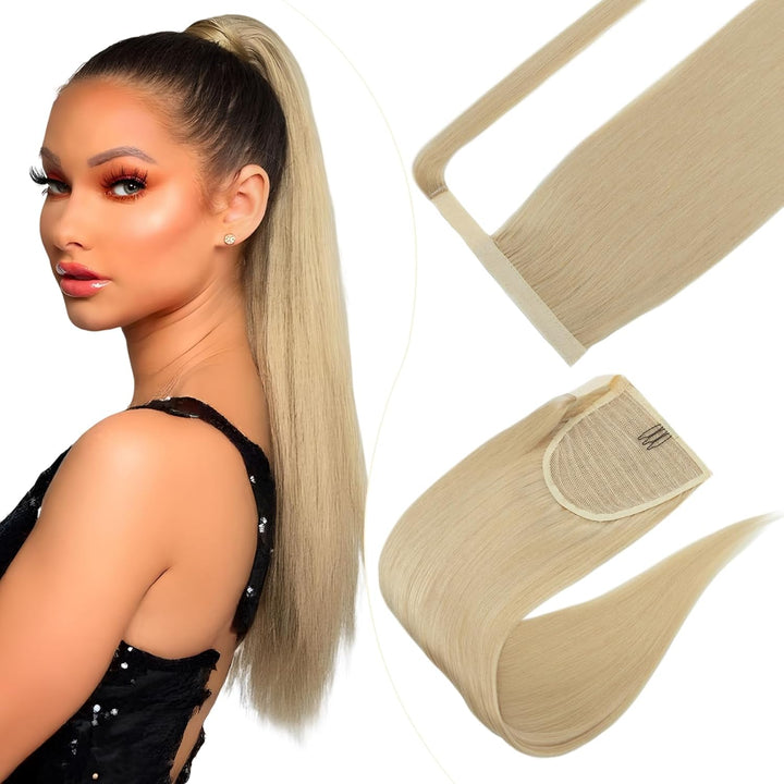 Elailite Pferdeschwanz Haarteil Extensions 100% Echthaar Zopf Haarverlängerung Damen Clip in Ponytai