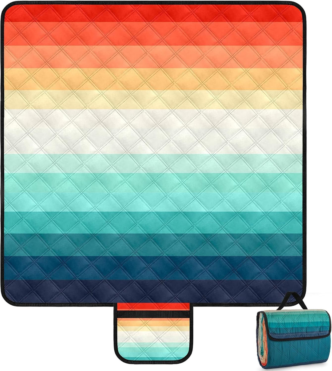 Picknickdecken, 200x200cm Extra GrossE Waschbare Picknickdecke, Faltbare Strandmatte Mit Tragegurt,