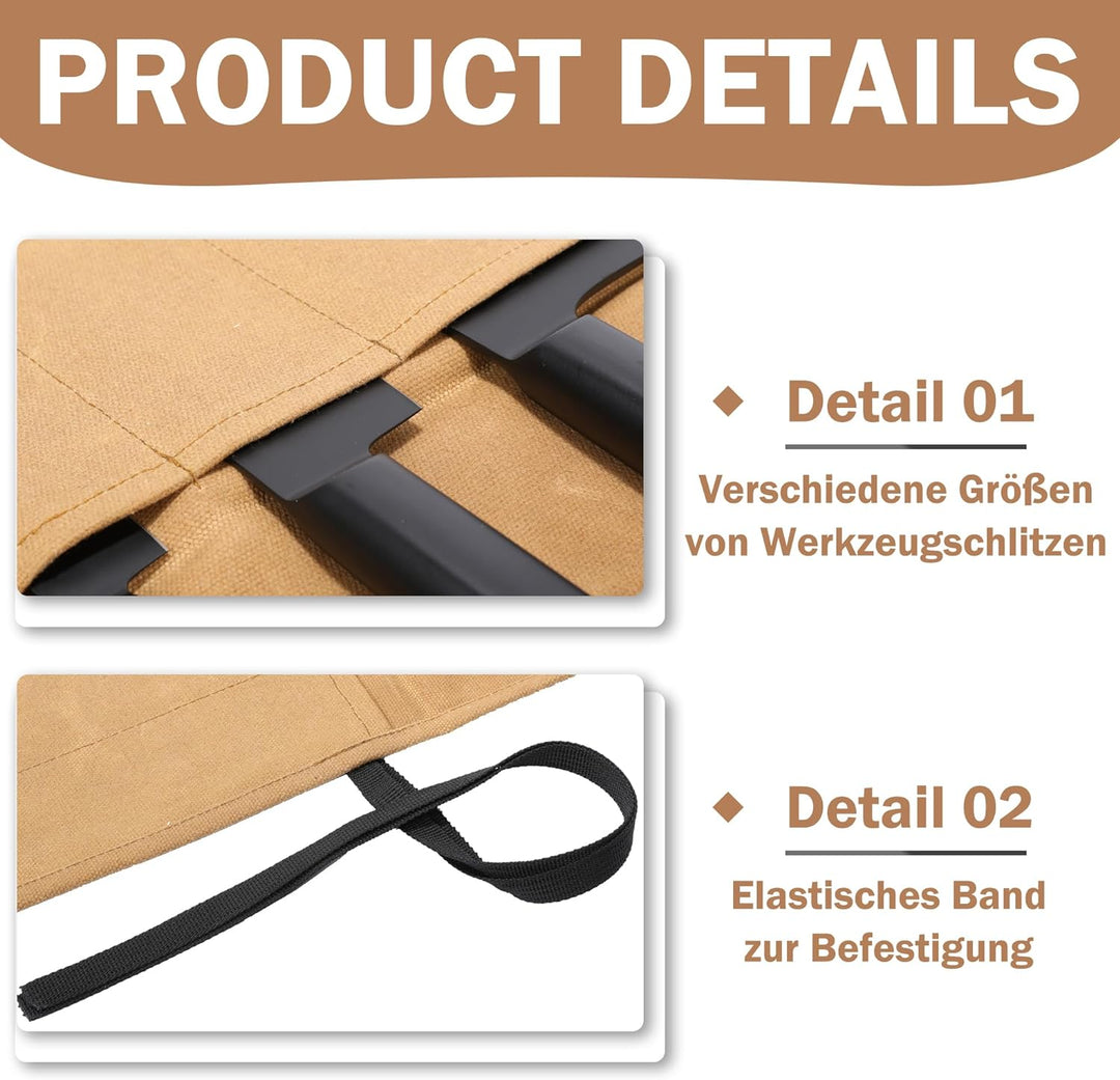 Professionelle Kochmesserrolle, Aufbewahrungstasche für Küchenmesser, gewachstes Segeltuch, Mehrzwec