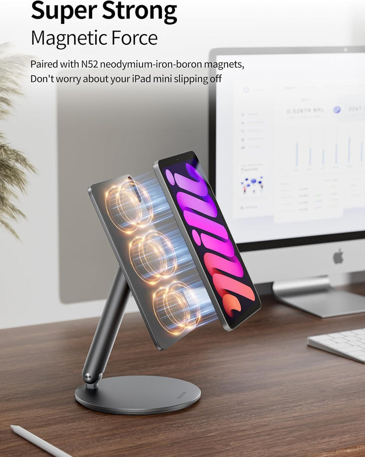 LULULOOK Magnetisch iPad mini 7 Ständer mit 360° Drehbar Basis, Aluminium Faltbar Mini 6 Halterung T