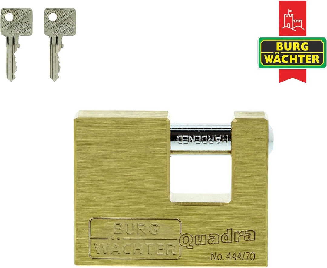 Burg Wächter Bügelschloss 444 70 Quadra Zylinder-Vorhangschloss , messing, 12,0 x 22,0 x 16,5 mm