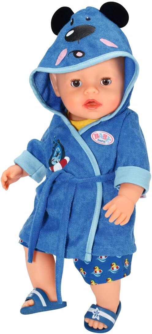 BABY born Bath Deluxe Bademantel 43cm - Puppenkleidung für 43 cm Puppen, Bade-Set in blau gelb beste