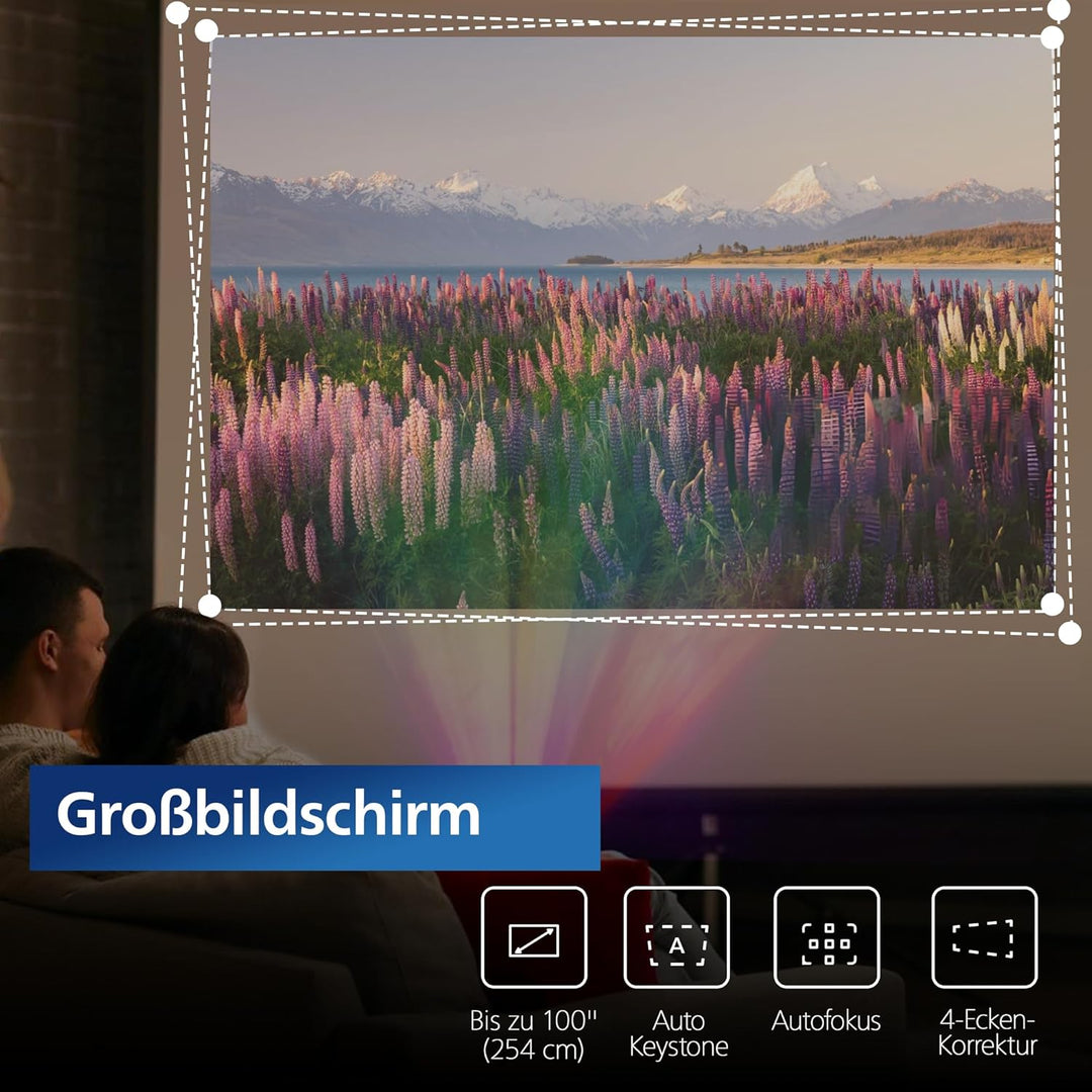 Philips Neopix 450 Smart, 4K-Videoprojektor, Google TV, Native Auflösung 1080p, 500 ANSI-Lumen, Wi-F