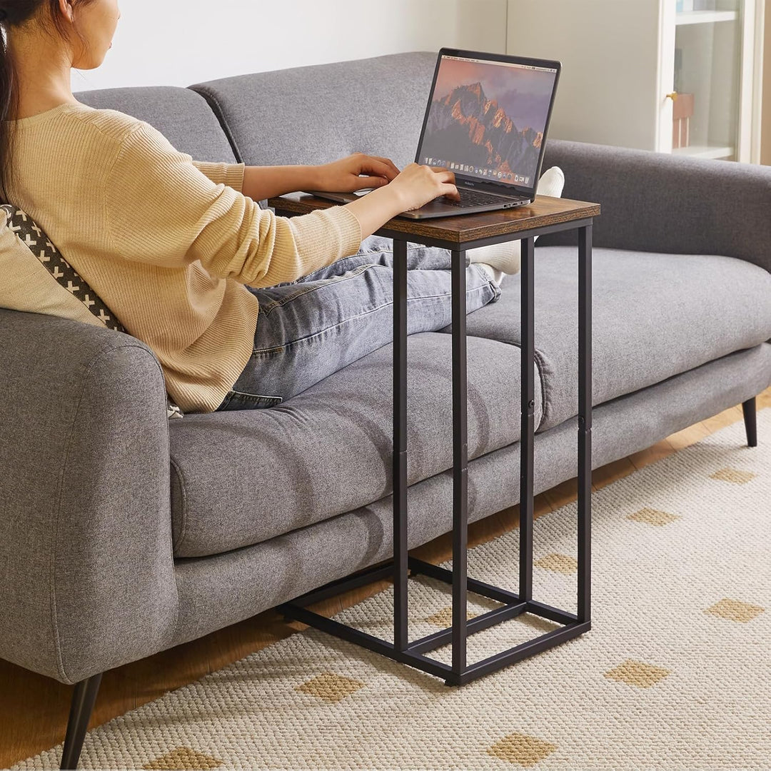 Aibiju 2 Stücke C-förmiger Beistelltisch, Sofa Beistelltisch, Laptop Kaffee Snack Tisch, Industriell