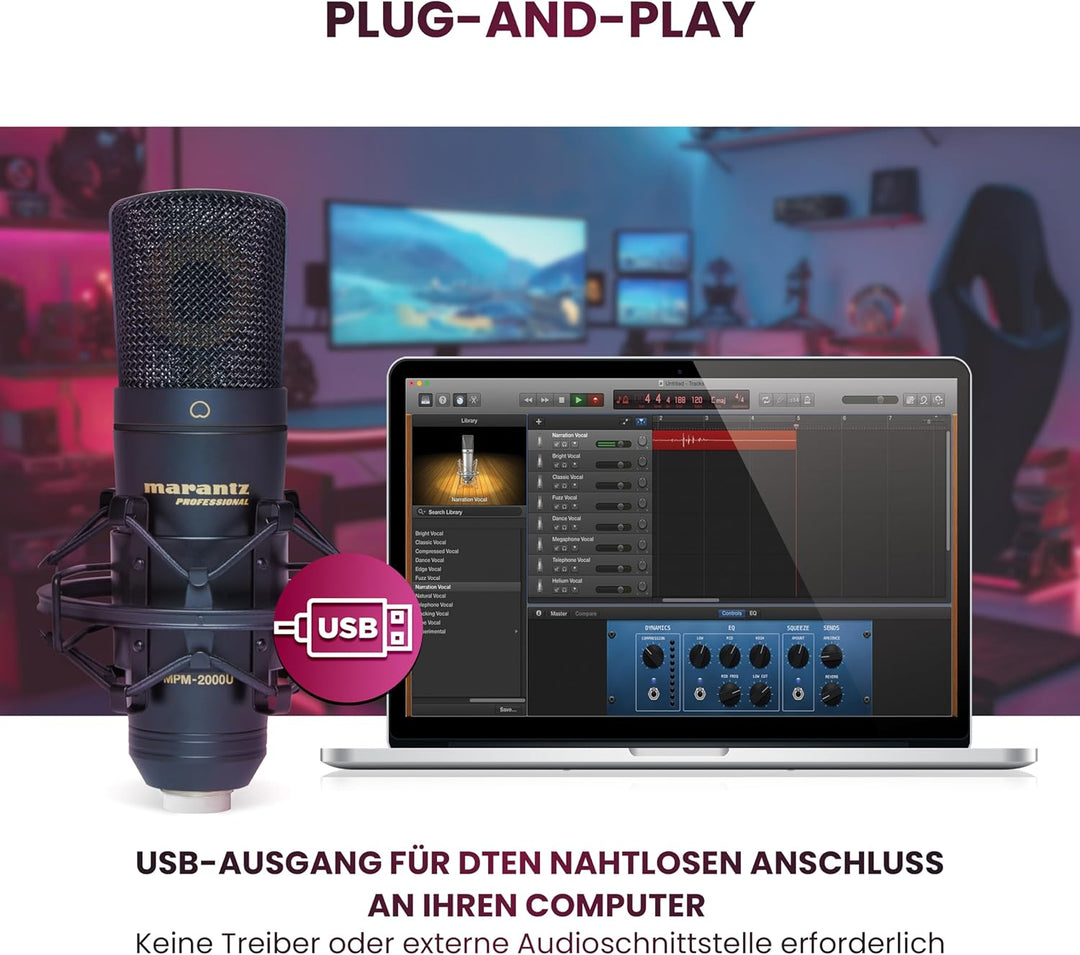 Marantz Professional MPM-2000U - USB-Kondensatormikrofon für Gaming, Streaming, Podcasting und PC/Ma