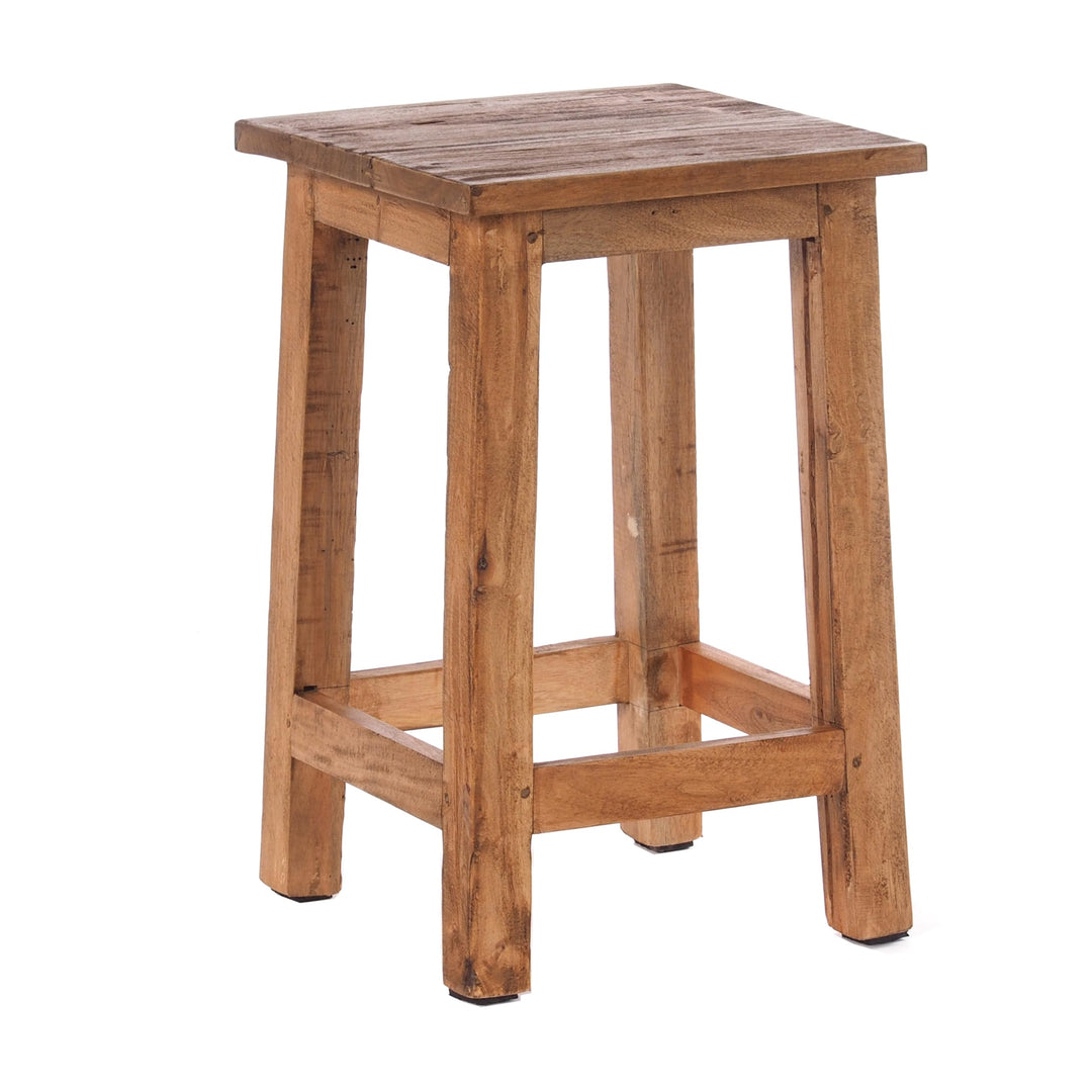 DESIGN DELIGHTS RUSTIKALER Holz SITZHOCKER Madero | 48x30x30 cm (HxBxT), Recyclingholz | Holzhocker