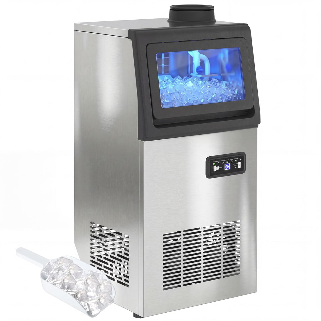 HOMCOM Kommerzielle Eiswürfelmaschine 45kg/24H selbstreinigend Eismaschine mit 7,5 kg Speicher, Time