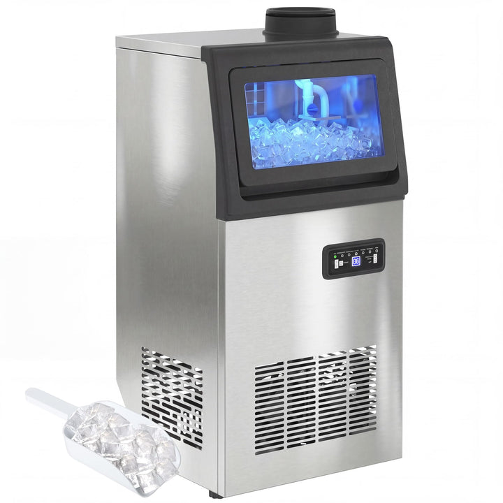 HOMCOM Kommerzielle Eiswürfelmaschine 45kg/24H selbstreinigend Eismaschine mit 7,5 kg Speicher, Time