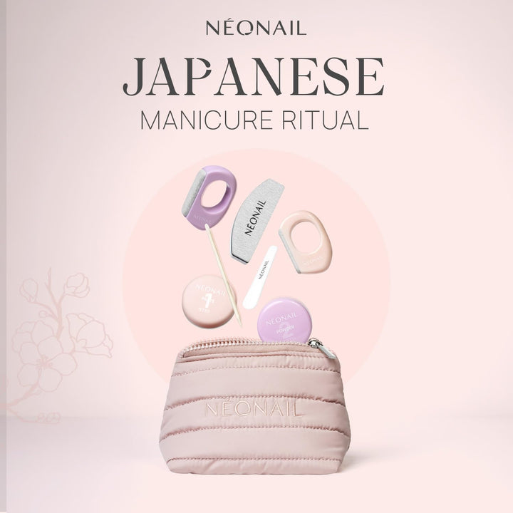 NÉONAIL Japanese Manicure Ritual – Japanisches Maniküre Set mit Kosmetiktasche, Nagelfeile & Buffer