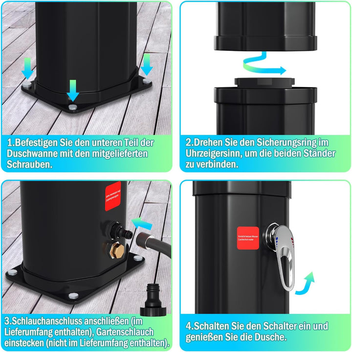 Jiubiaz Solardusche 40L Solar Gartendusche warmes Wasser Bis Zu 60°C Ohne Stromanschluss Pooldusche