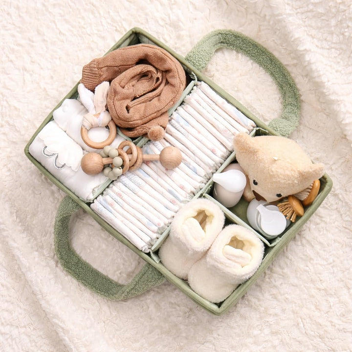 Baby-Windel-Caddy Organizer für Wickeltisch, Baby-Aufbewahrungskorb für Windeln und Feuchttücher, Ge