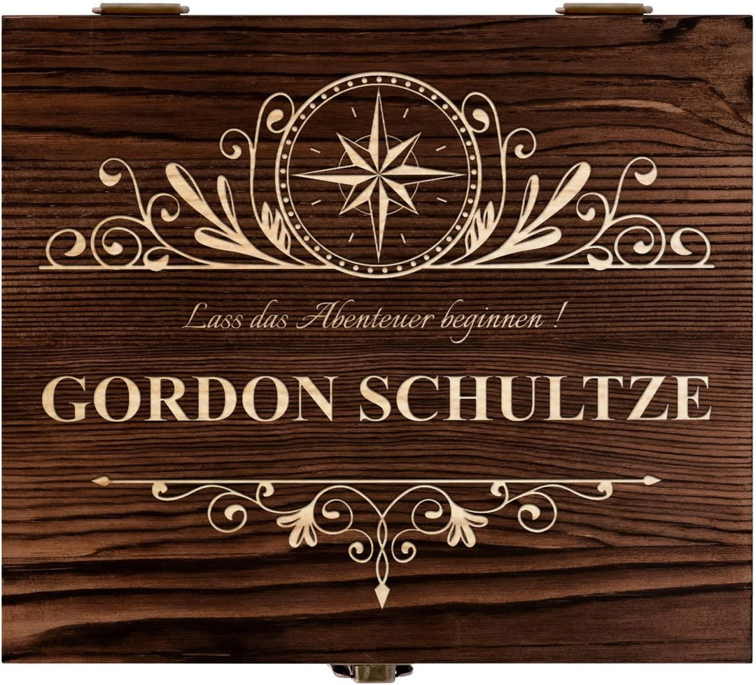 Maverton Whisky Steine Set - in Holzbox mit Gravur - 8 Granit Eiswürfel & 2 Whisky Gläser - wiederve