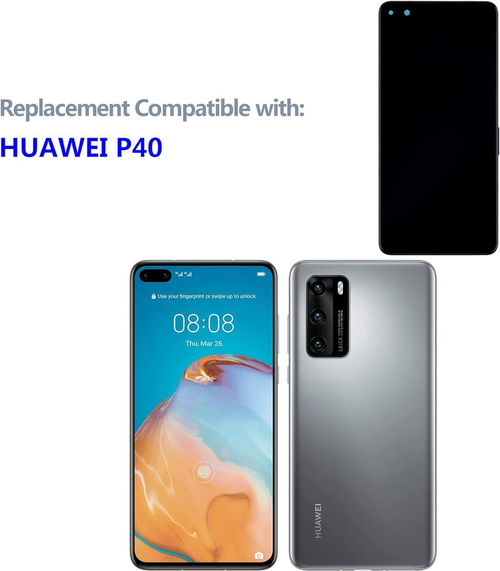 swark OLED Kompatibel mit Huawei P40 (Schwarz Ohne Rahmen) LCD Display Touch Screen Replacement + To