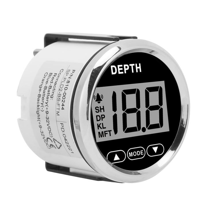 Digitaler Bootstiefenmesser, 52 Mm/2 Zoll Marine-Tiefenmesser, Wasserdichter Armaturenbrett-Tiefenme