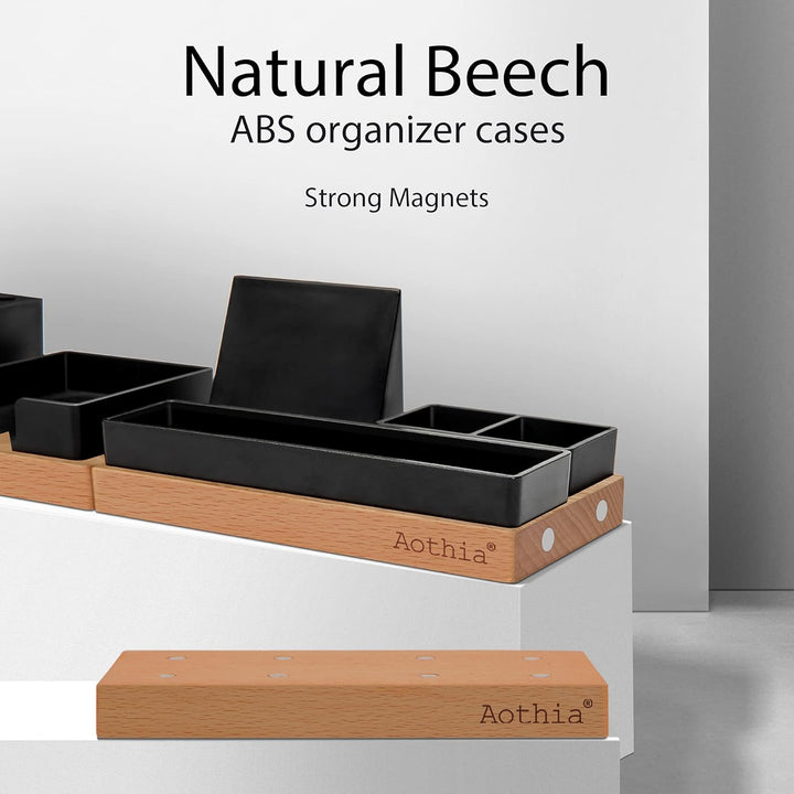 Aothia Schreibtisch Organizer Tischorganizer Holz-Büro Organizer-Verstellbarer Stifthalter, Telefons