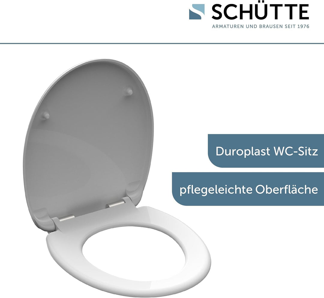 SCHÜTTE WC-Sitz mit Absenkautomatik/Klodeckel aus bruchsicherem Duroplast/Innovative DIY Montage/Toi