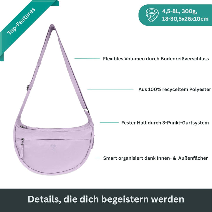 FUCHS &amp; REBELL® Moon Bag BELA - Smart &amp; Nachhaltig – Fahrrad Crossbody Tasche mit 3-Punkt-Gurt-Syste