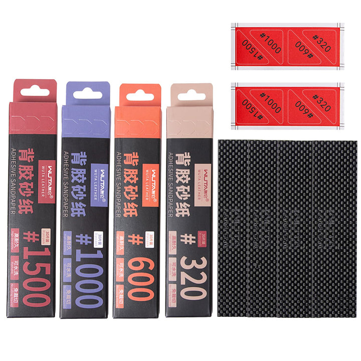 WUTA Schleifpapier Set mit Kohlefaser-Platten, 120 Blätter selbstklebend in 4 Körnungen (320/600/100