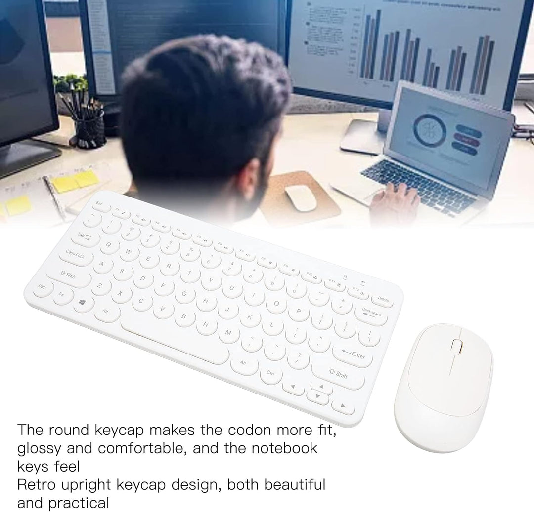 ciciglow Kabellose Tastatur- und Maus-Kombination, 2,4 GHz Kabellose Ergonomische Tastatur-Maus 78 T