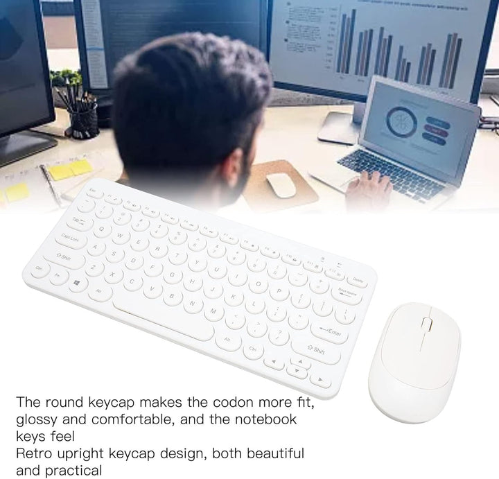 ciciglow Kabellose Tastatur- und Maus-Kombination, 2,4 GHz Kabellose Ergonomische Tastatur-Maus 78 T