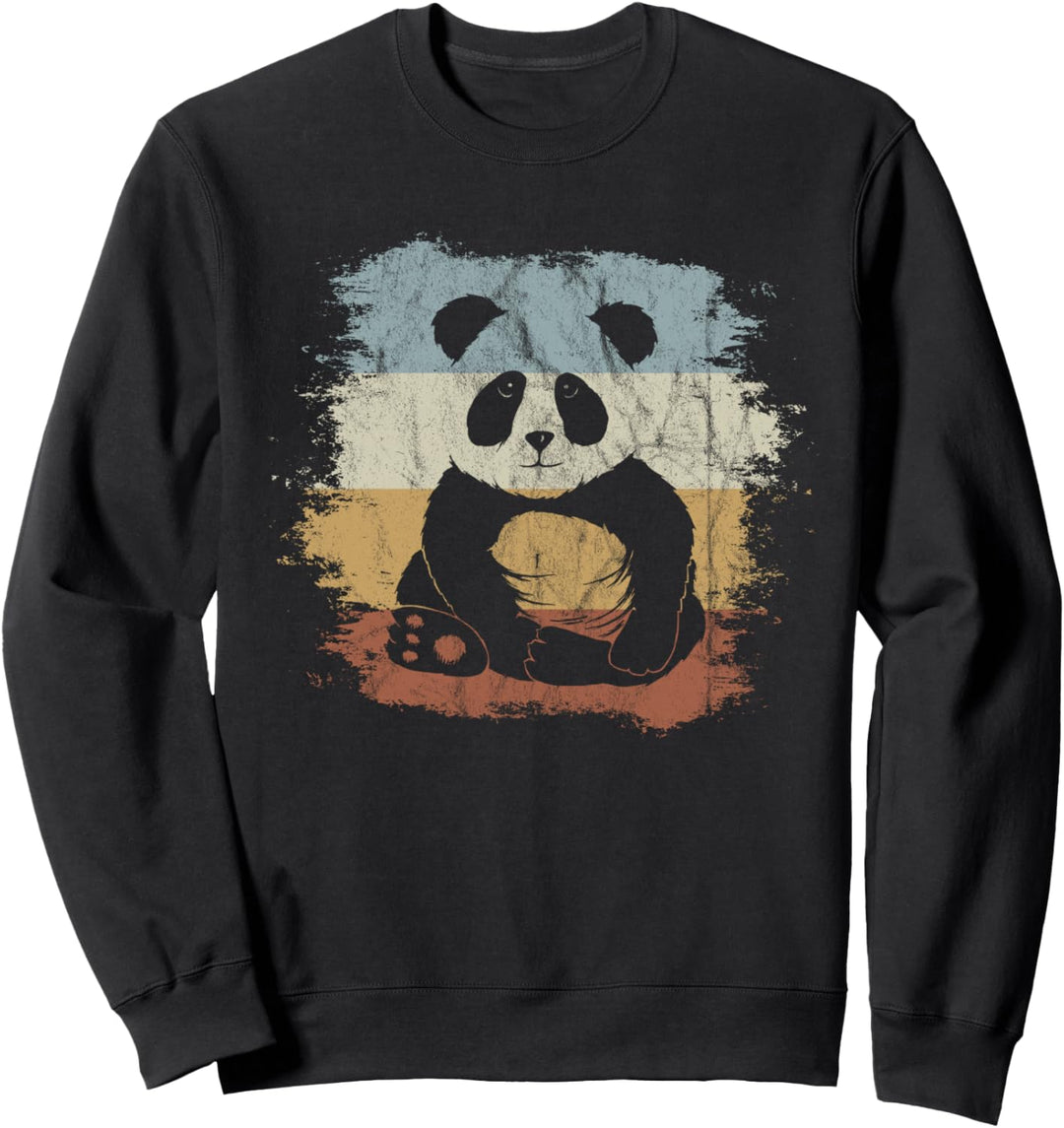 Funky Vintage Style Süsser 80er Retro Panda Bär Sweatshirt