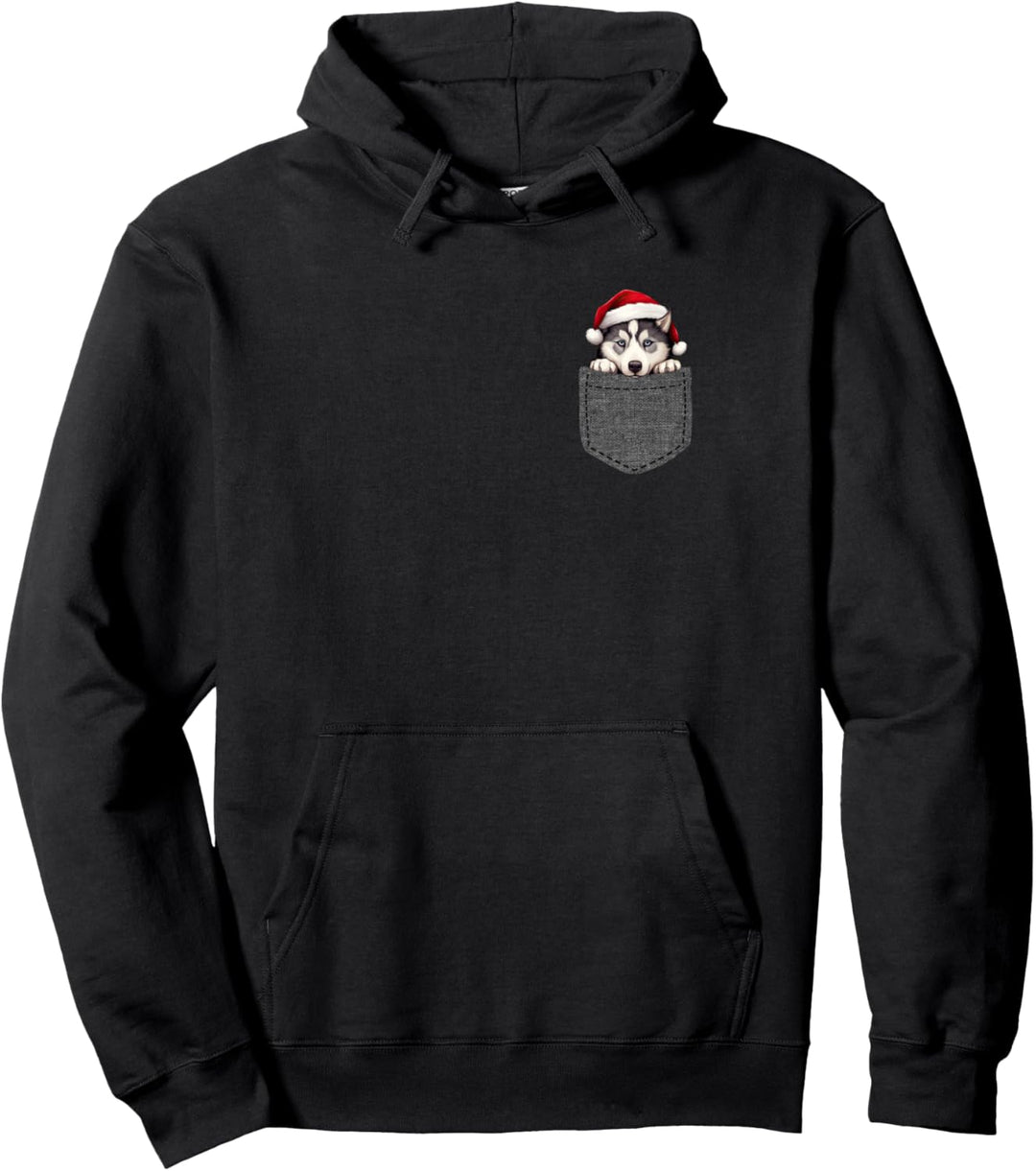 Siberian Husky Pocket Hunde Weihnachts Pullover Hoodie