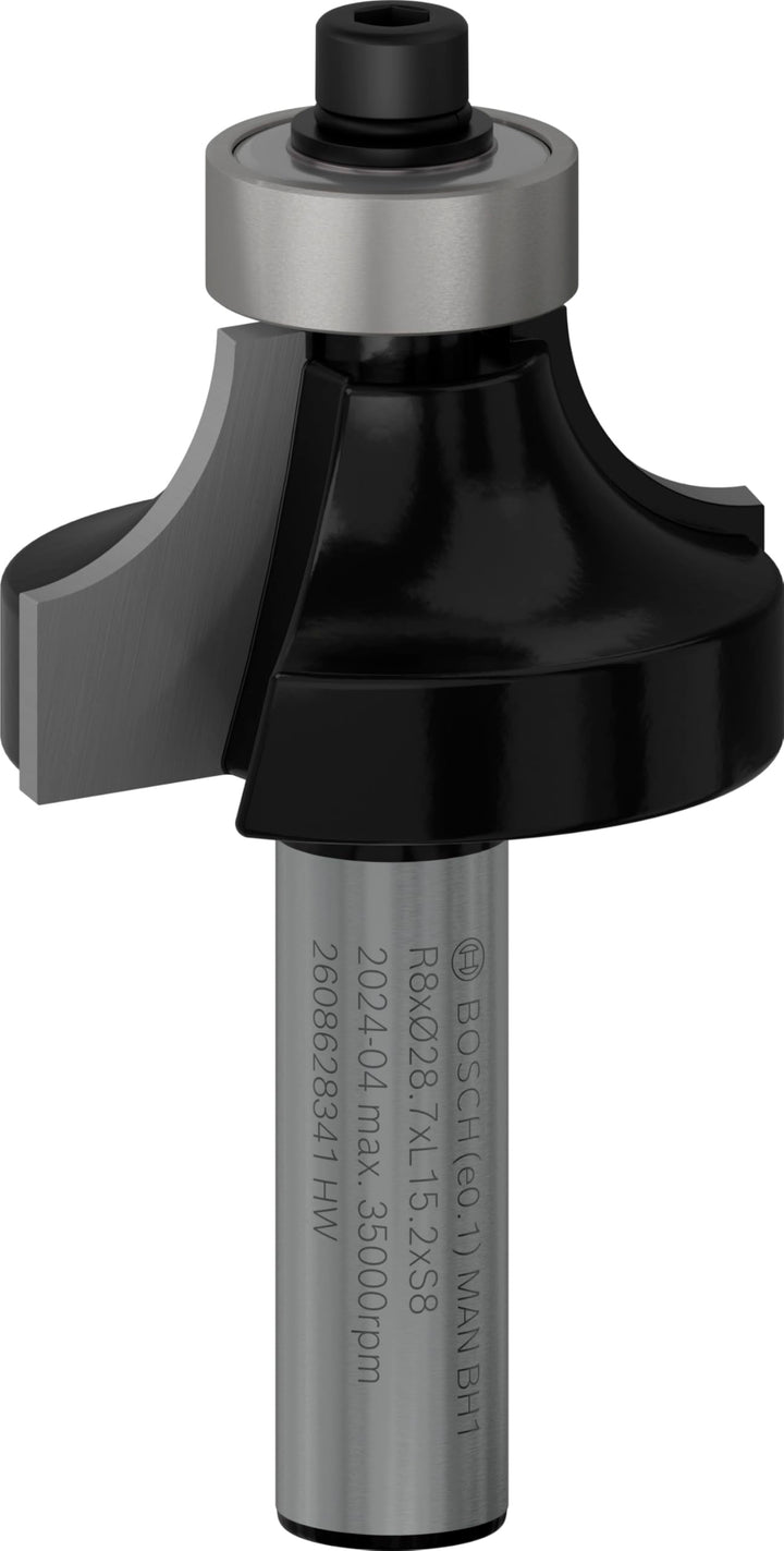 Bosch Professional Abrundfräser Standard for Wood (für Holz, Radius 8 mm, Arbeitslänge 15,5 mm, Zube