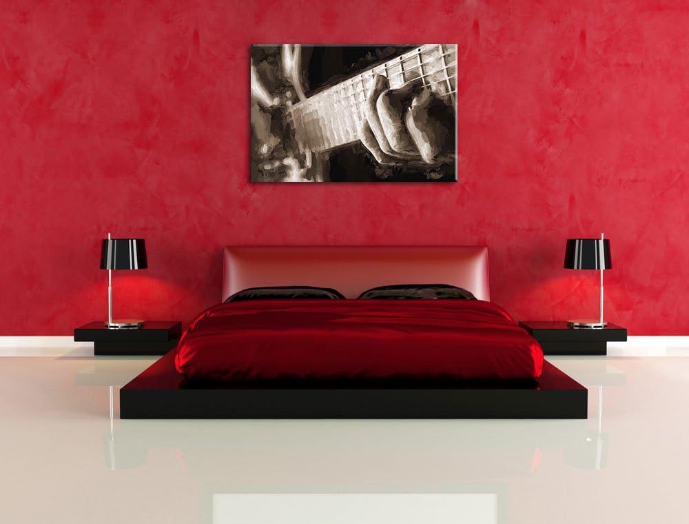 Pixxprint Gitarre Spielen als Leinwandbild/Grösse: 100x70 / Wandbild/Kunstdruck/fertig bespannt, 100