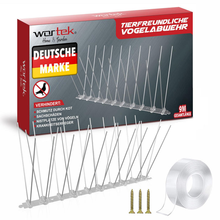 wortek Taubenabwehr Spikes Vogelabwehr Spikes - Edelstahl 9 Meter mit Sollbruchstellen - Tierfreundl