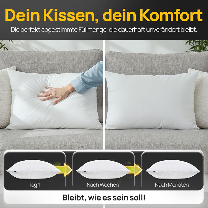 LILENO HOME Kopfkissen 30x40 cm [6er Set] als Kissen-Füllung - Bett oder Deko Kissen mit Reissversch