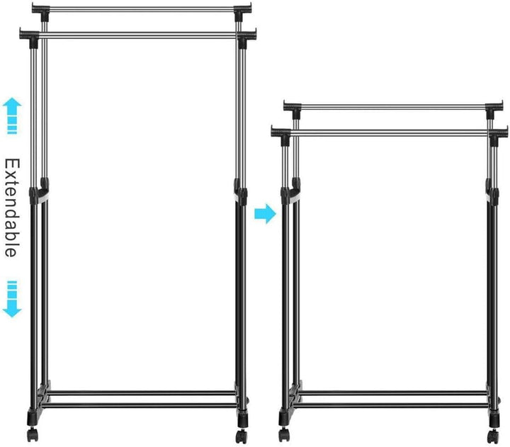Kleiderständer auf Rollen Garderobenständer Kleiderwagen Höhenverstellbar 138cm