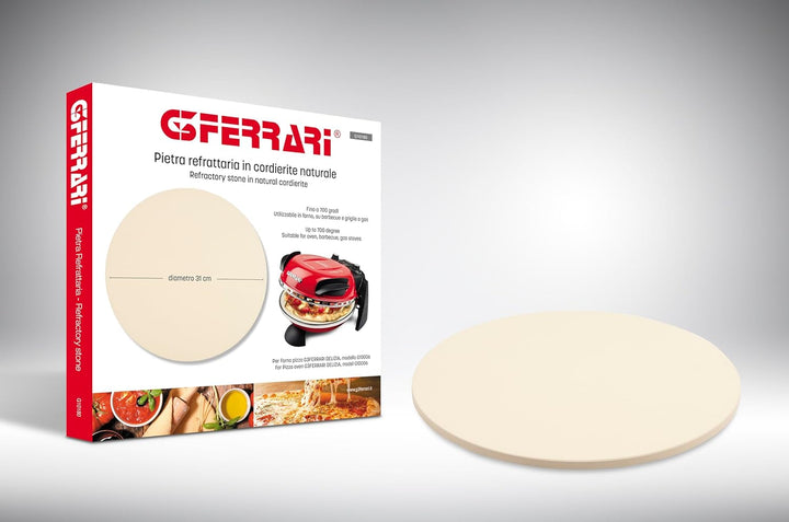 G3 Ferrari G10180 runder Pizzastein aus natürlichem Cordierit fürz. B. den Backofen, Gas- oder Elekt