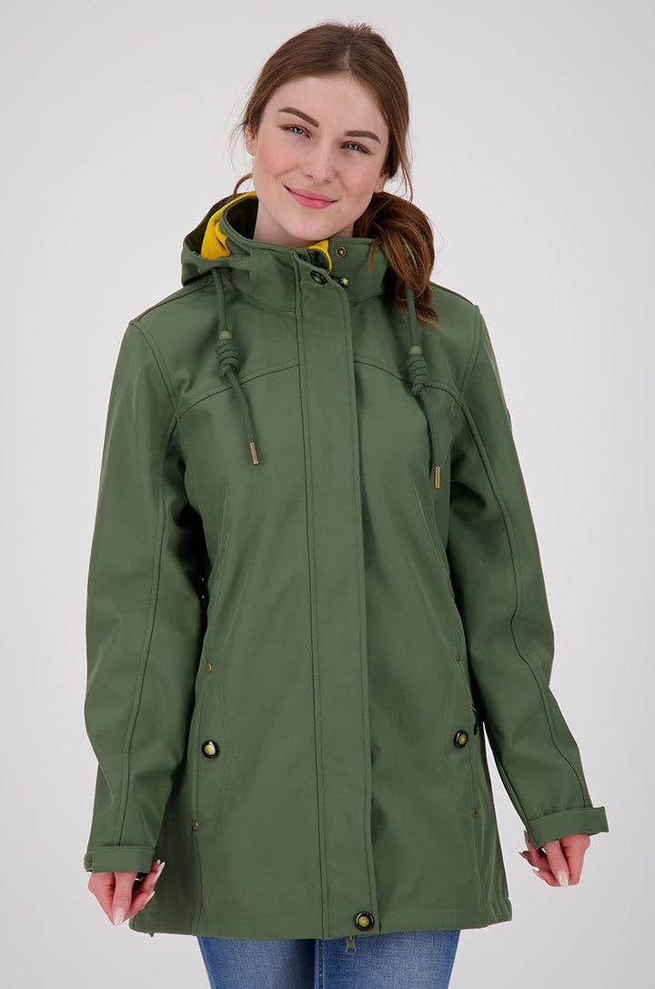 Ankerglut Women's softshell coat, short coat with hood, lined transition jacket, Ankerglutbrise soft
