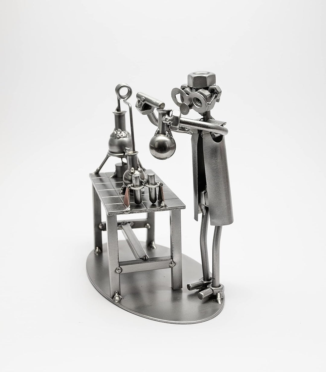 STEEMO Schraubenmännchen Chemiker Labor Laborant Geschenk Metall-Deko 18x10x18 cm