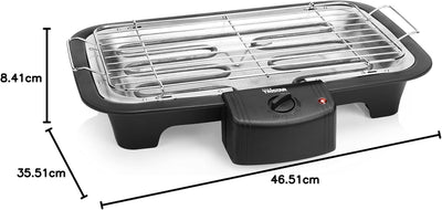 Tristar elektrischer Tisch- und Standgrill - 38x22cm Grillfläche, inkl. Grillrost, regelbare Heizstu