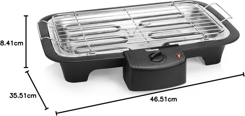 Tristar elektrischer Tisch- und Standgrill - 38x22cm Grillfläche, inkl. Grillrost, regelbare Heizstu