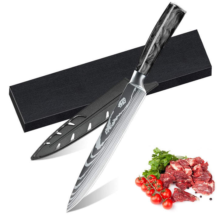 MDHAND 20cm Scheibenmesser, Küchenmesser, Scharfe Kochmesser aus Edelstahl mit Bequemen Griff, Kochm