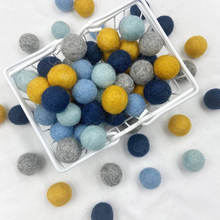 Yulitigy Filz Pom Pom Balls 2cm 80pc Blau Wollball Bunting Home Dekor DIY Custom Filz Ball Party Gir