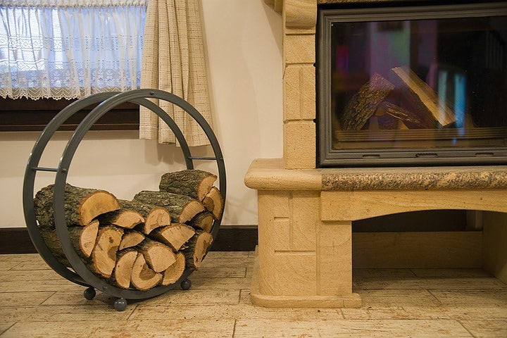 DanDiBo Kaminholzregal Kaminholzständer Rund D-70 cm Grau 80004 Holzkorb Kaminholzhalterr