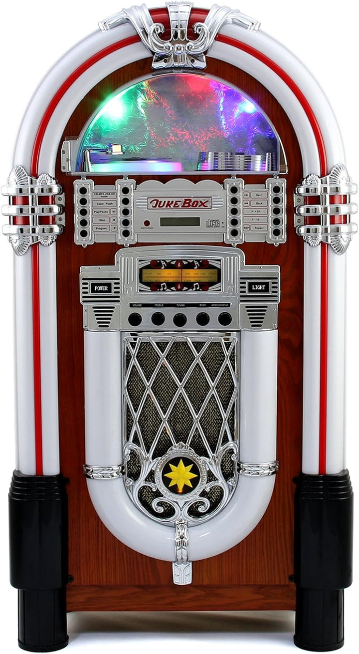 Monstershop Jukebox Retro 50er Jahre Musikbox USB-SD-Slot, AUX, MP3 Player CD-Player Bluetooth-Verbi