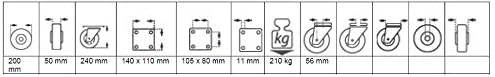 Dörner + Helmer 712222 Vollgummi-Feststell-Lenkrolle mit Rollenlager 200 x 50 mm/Platte 140 x 110 mm