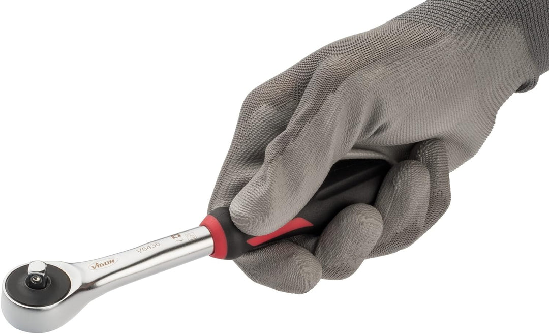 Vigor Umschaltknarre (Vierkant 6,3 mm (1/4 Zoll), 360° Drehgriff, Durchsteckvierkant für Links- und