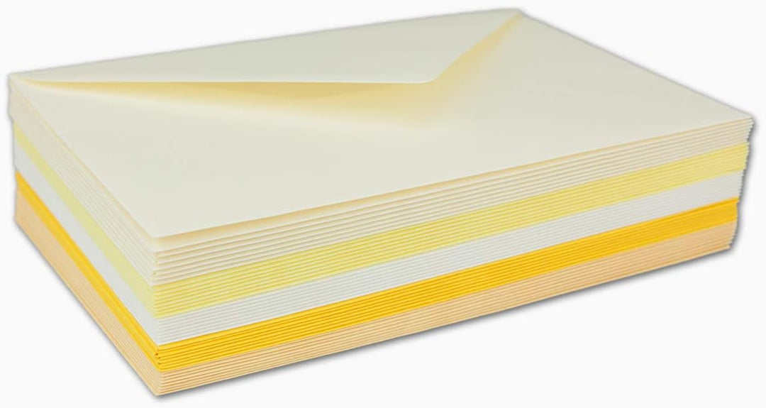 40x Umschlagpaket - DIN C6 - ca. 11,4 x 16,2 cm - die Gelben - 5 Farben je 8 Umschläge - 120 g/m² -